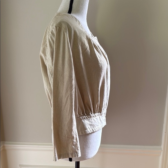 Worthington M Linen Blend Blazer Jacket Snap Front Metallic Gold Thread Accent - Picture 3 of 7